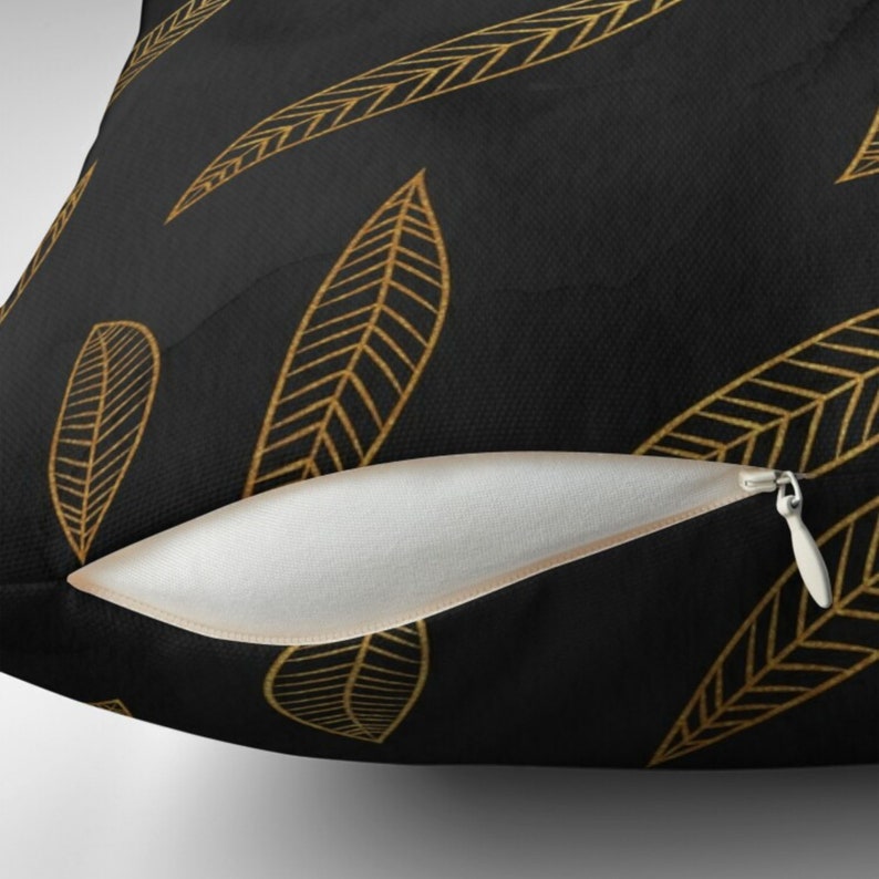 Black & Gold Cushion Covers Black Pillow Covers With Gold Etsy