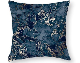 blue marble throw pillow