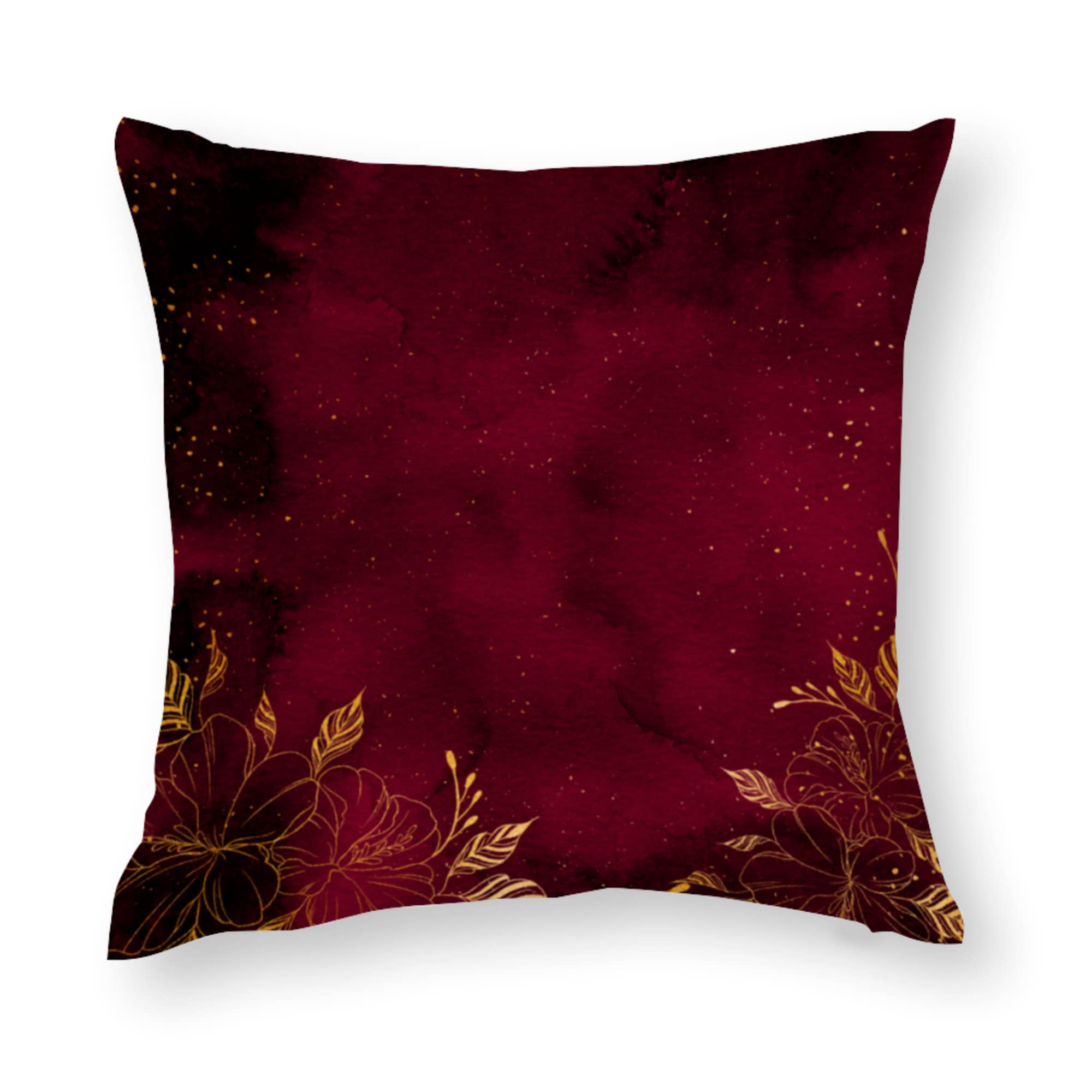 Watercolour Burgundy Cushion Covers With Gold Detail Pillow Etsy UK