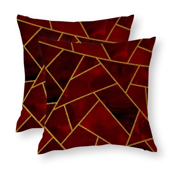 Cushion Covers UK Art Deco Geometric Red & Gold Pillow Etsy