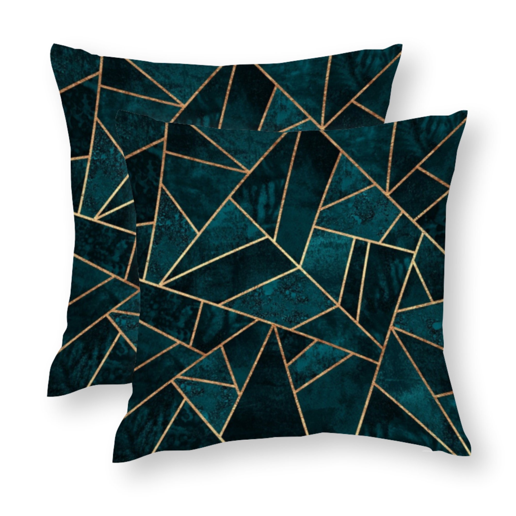 Art Deco Teal Blue Cushion Cover Abstract Pillow Cover Throw Etsy UK