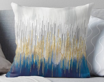 blue gold throw pillows