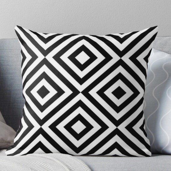 Black and best sale white patterned cushions