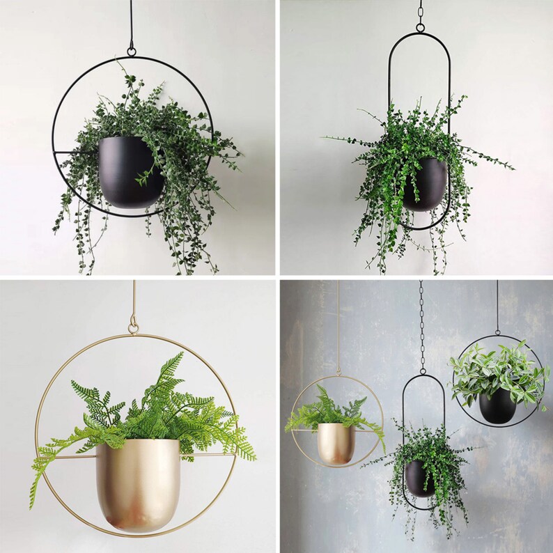 Metal Wall Hanging Plant Hanger Modern Minimalist Hanging Etsy