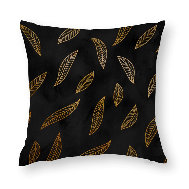 Black & Gold Cushion Covers Black Pillow Covers With Gold Etsy