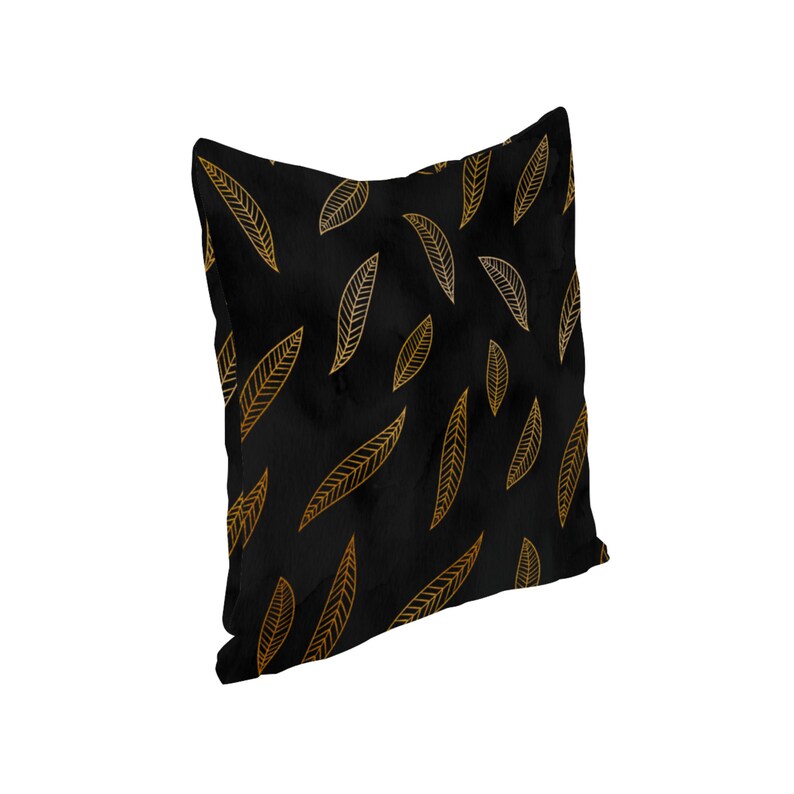 Black & Gold Cushion Covers Black Pillow Covers With Gold Etsy