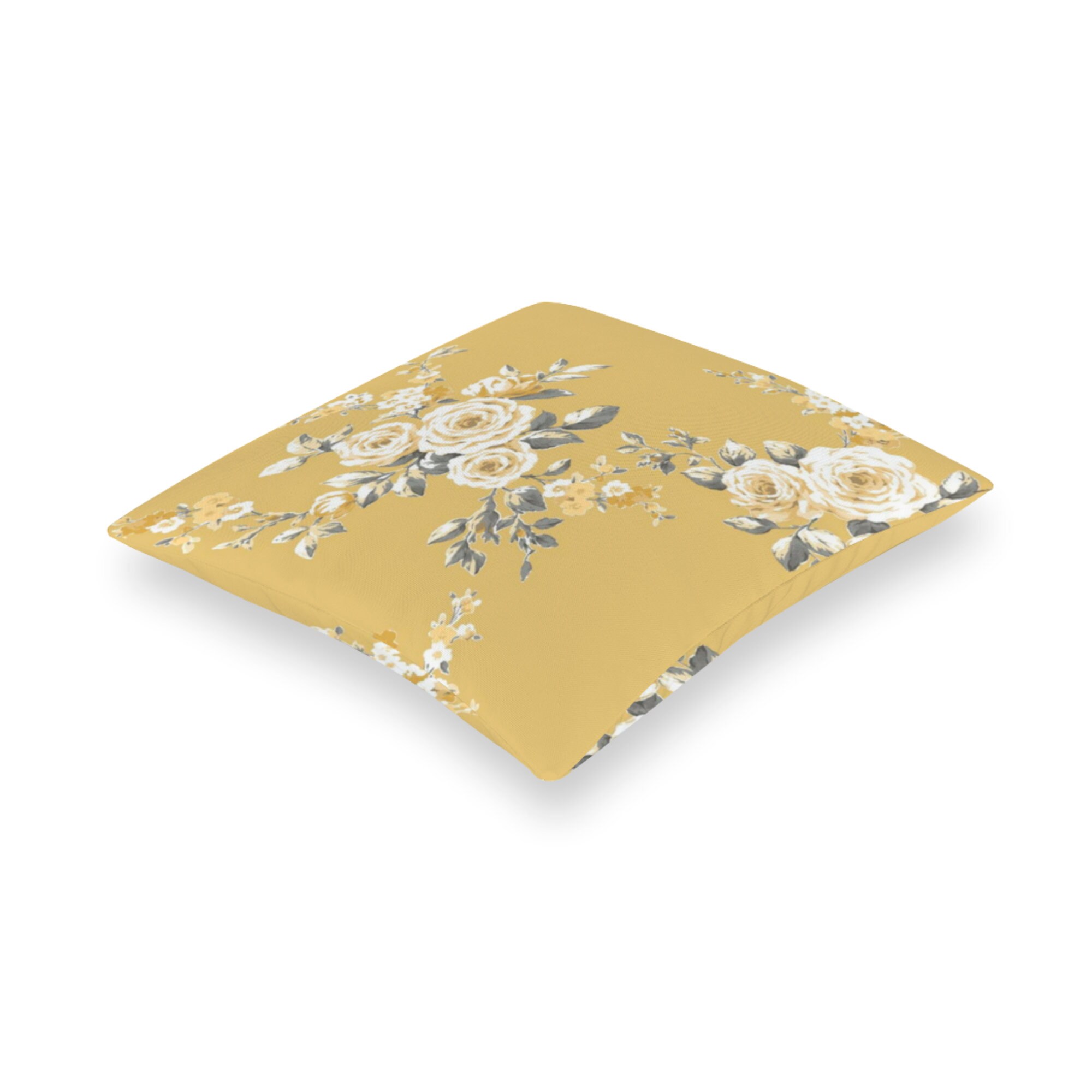 Floral Cushion Covers Mustard Yellow With Floral Bloom Etsy UK