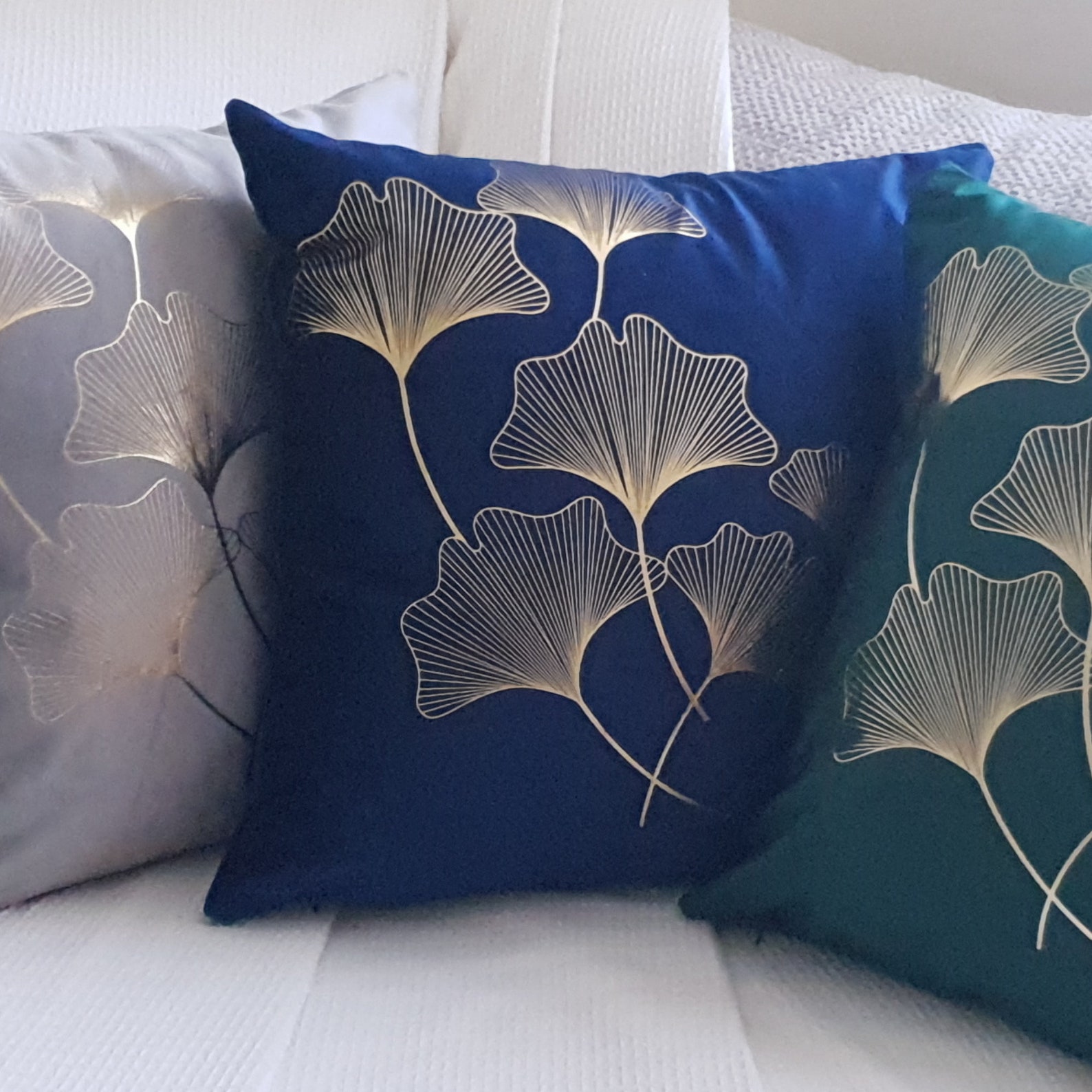 Art Deco Cushion Covers 18x18 Throw Pillow Covers Blue & Etsy UK