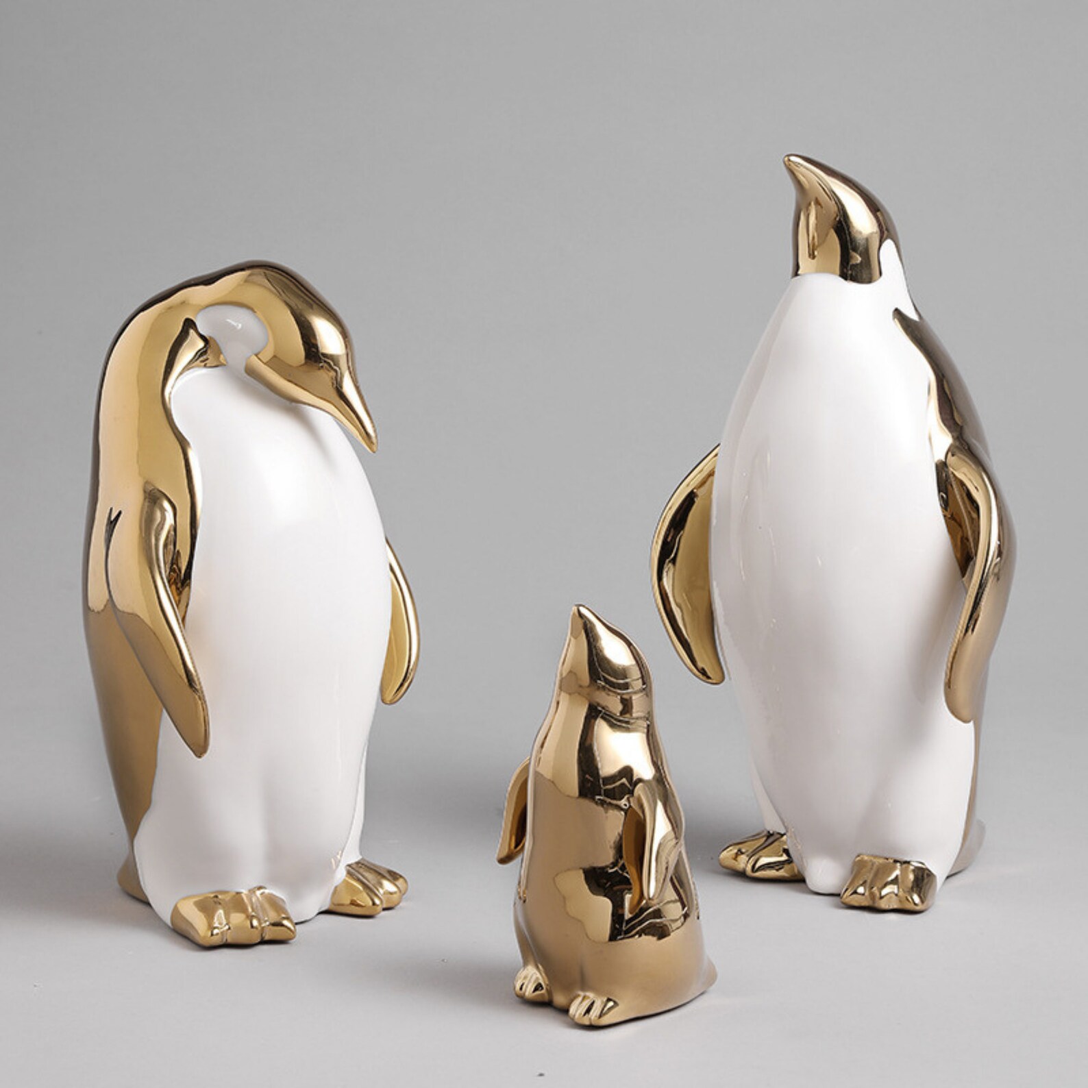 Gold Ceramic Penguin Ornament Penguin Gift Penguin Figurines Etsy