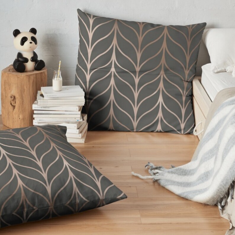 Geometric Grey & Rose Gold Cushion Covers Art Deco Cushion Etsy UK
