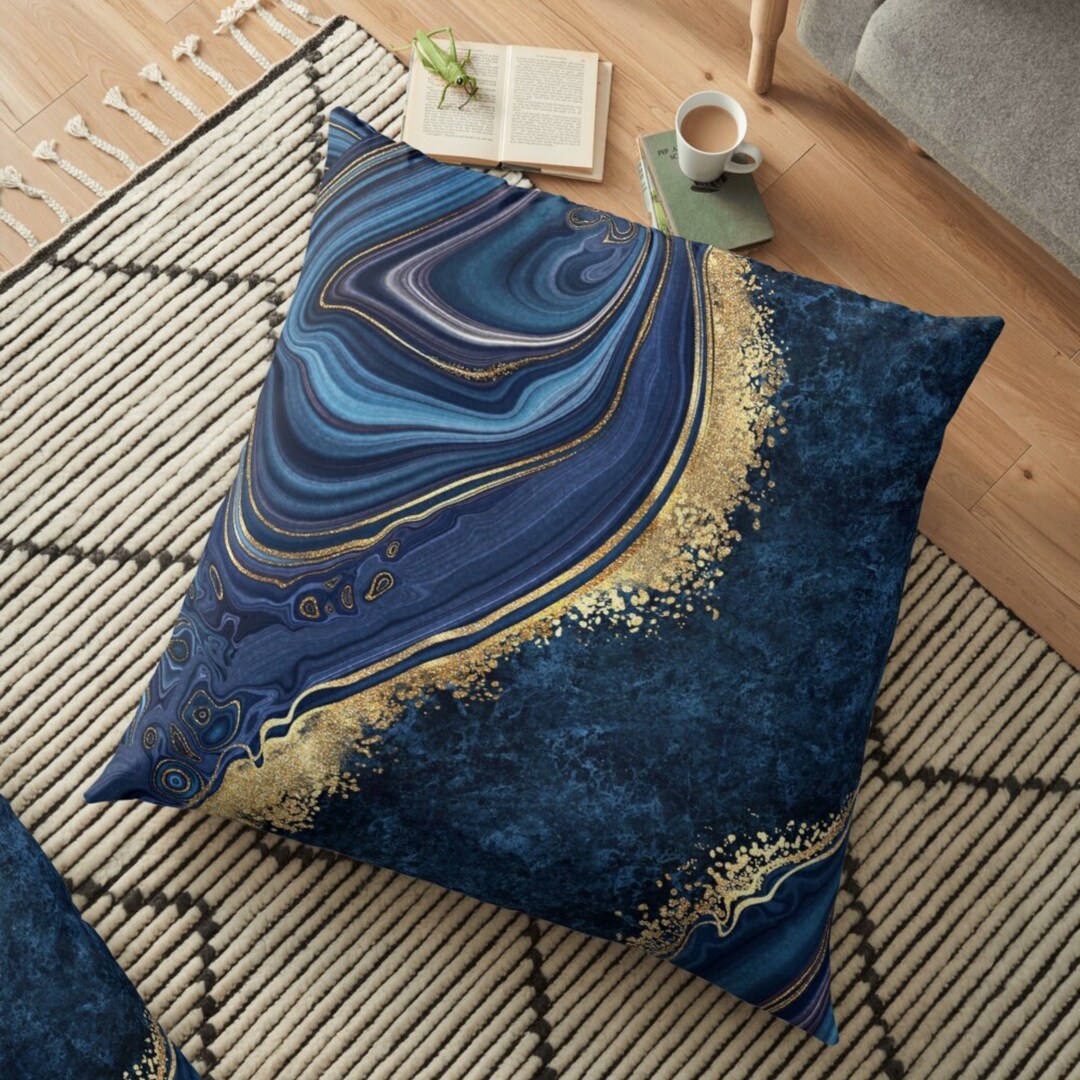 Blue & Gold Cushion Covers UK Throw Pillow Covers Navy Blue Etsy UK