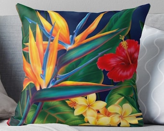 Colourful Throw Pillow, Tropical Pillow Cover, Floral Cushion Covers, Art Deco Pillow Covers, Decorative Pillows