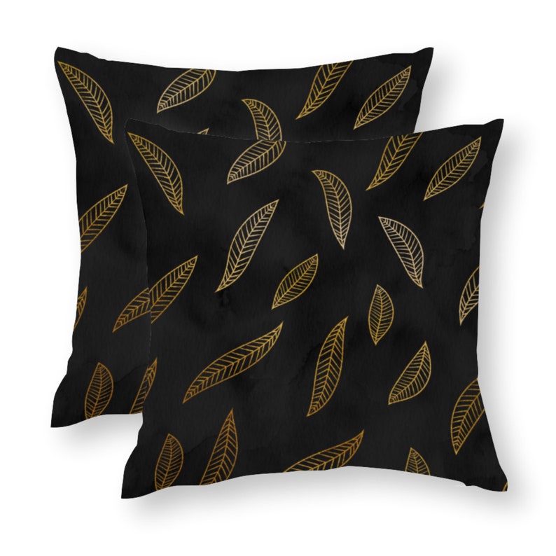 Black & Gold Cushion Covers Black Pillow Covers With Gold Etsy