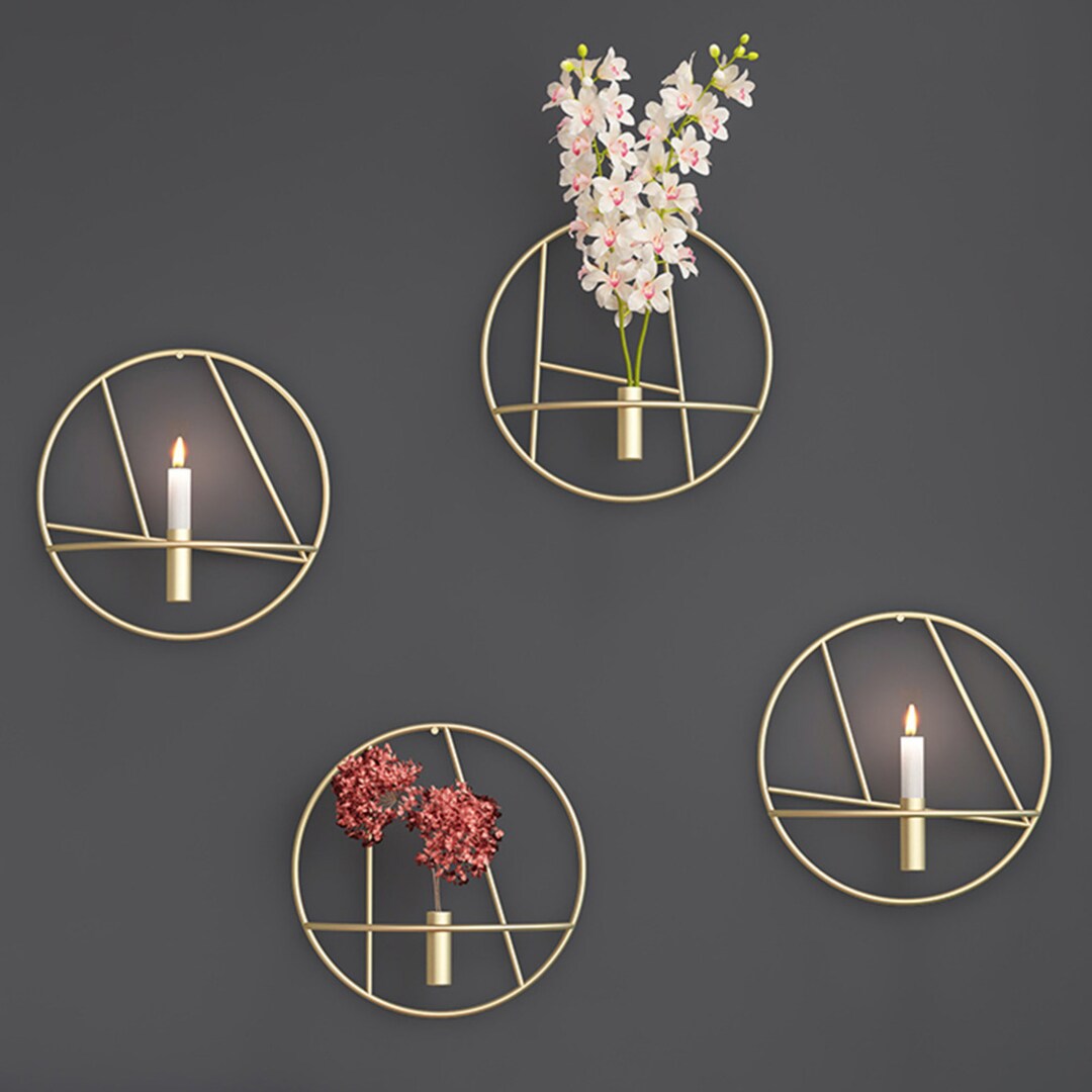 Iron Wall Decor Candle Holder Wall Hanging Vases Gold or Etsy