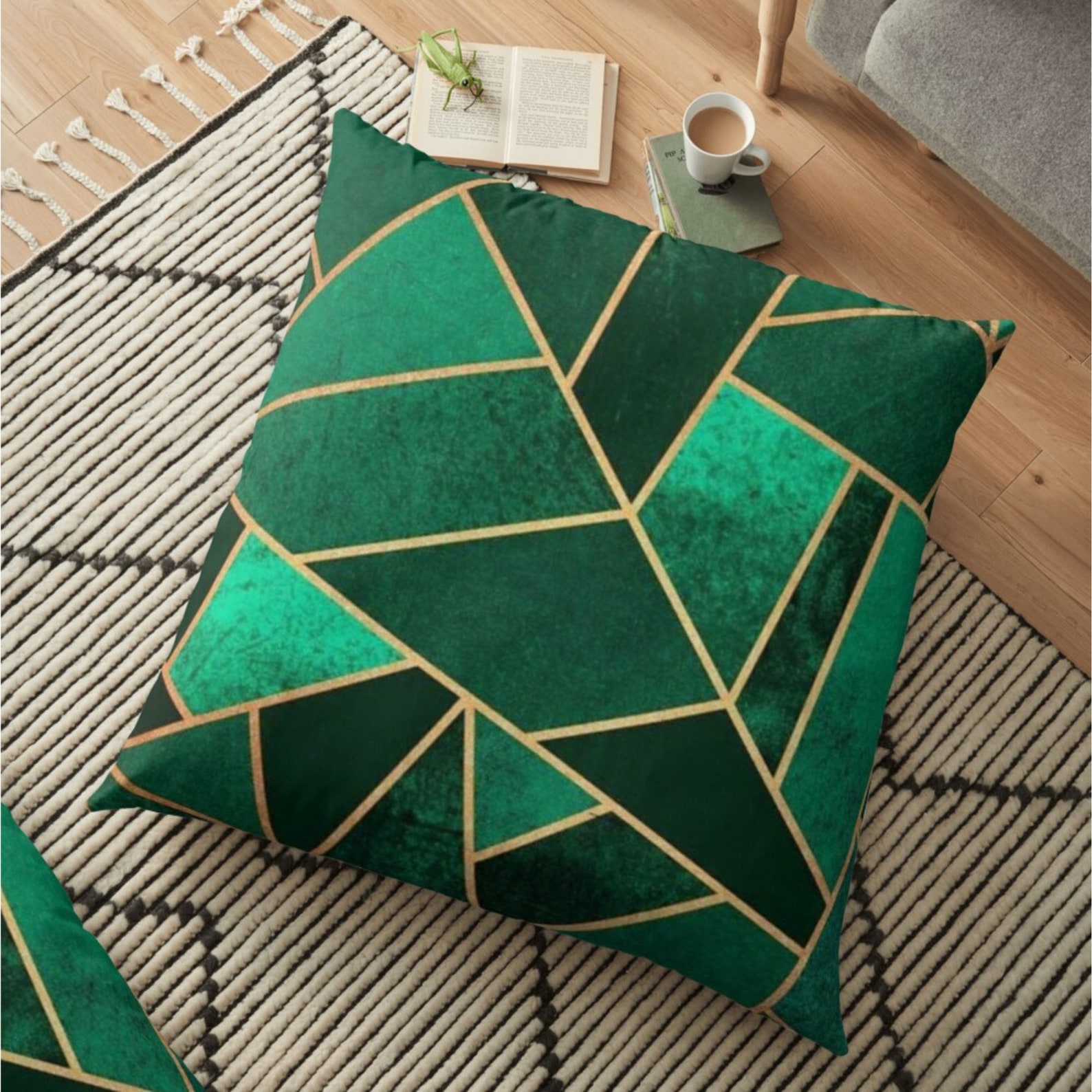 Cushion Covers UK Art Deco Pillow Covers Geometric Emerald Etsy UK