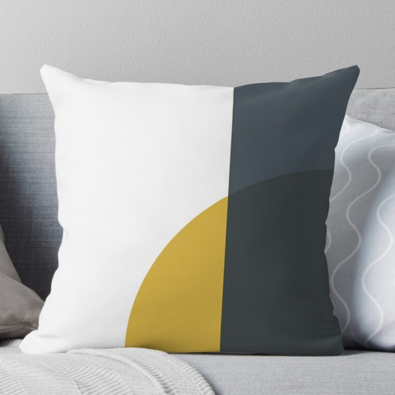 Abstract Yellow & Grey Pillow Cover Geometric Cushion Cover Etsy