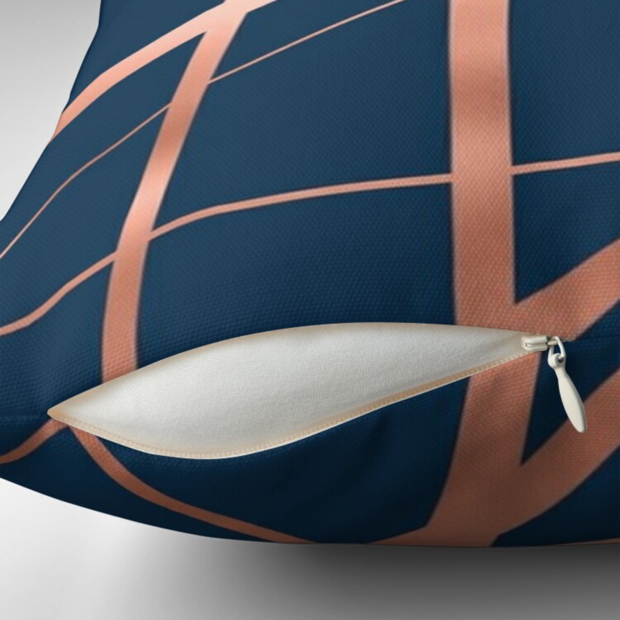 Geometric Navy Blue & Rose Gold Cushion Covers Decorative Etsy UK