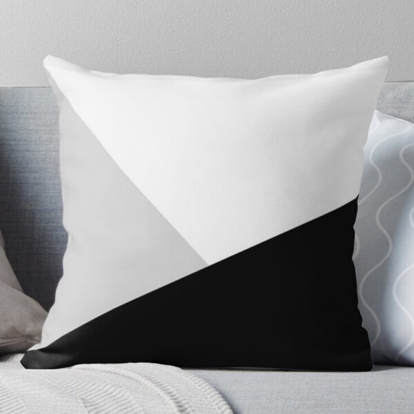 Black and White Geometric Pillow Etsy