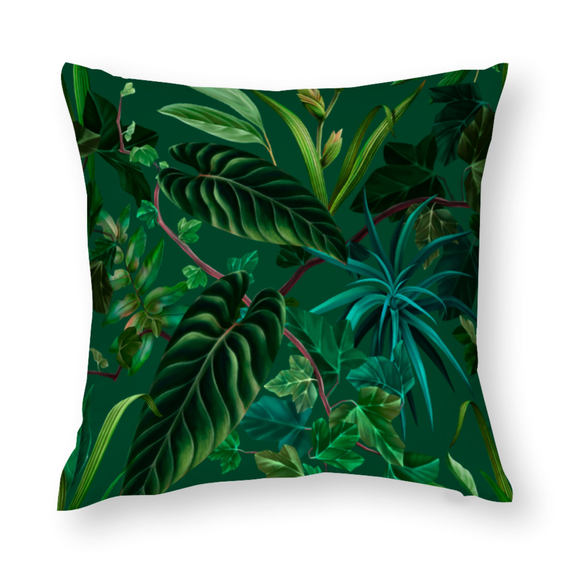 Green Fern Velvet Cushion atelieryuwa.ciao.jp