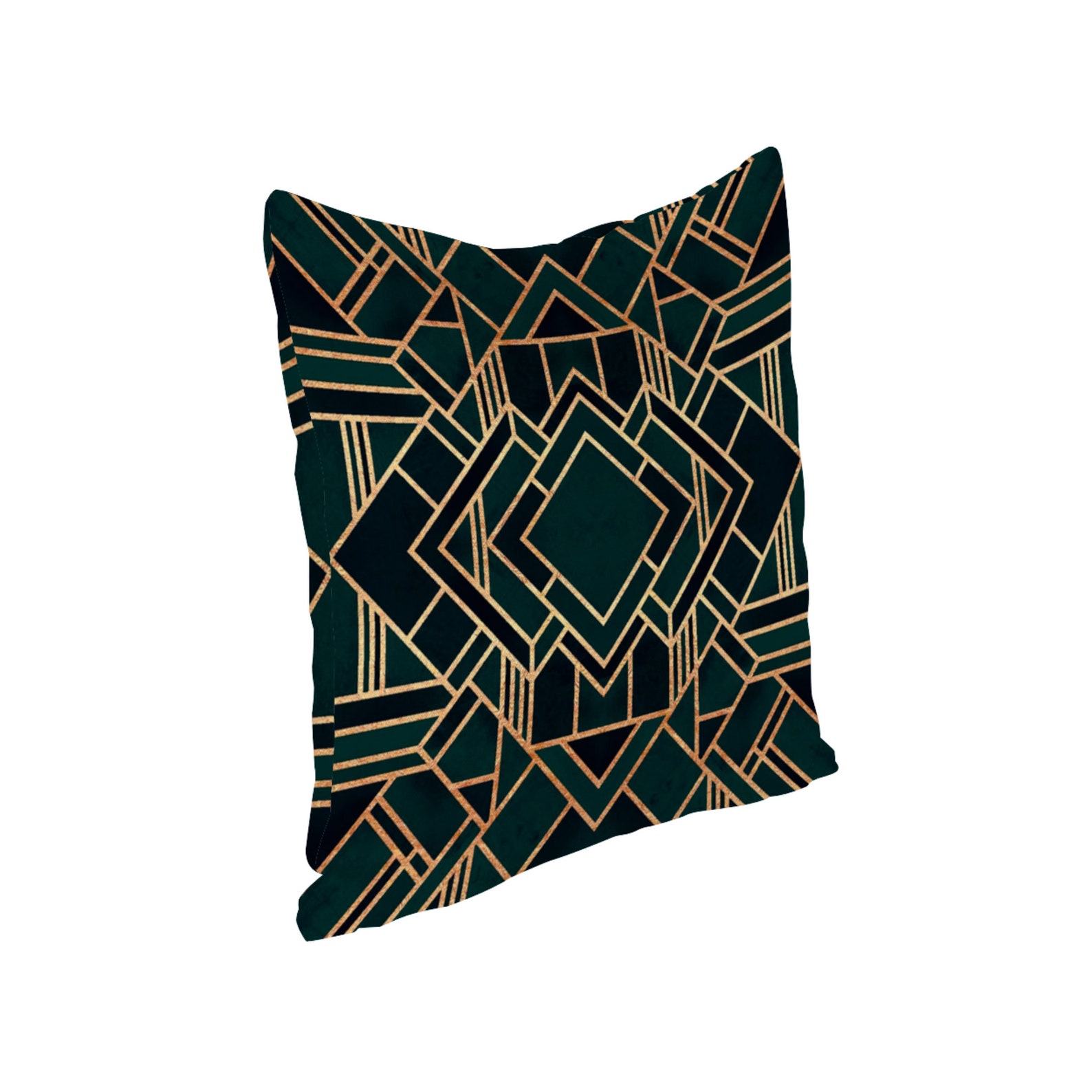 Green & Gold Geometric Pillow Covers Art Deco Cushion Covers Etsy UK