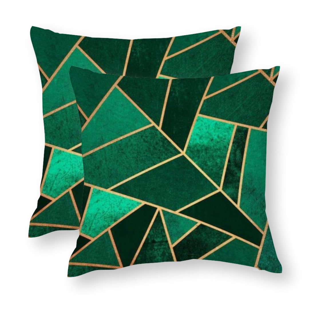 Cushion Covers UK Art Deco Pillow Covers Geometric Emerald Etsy