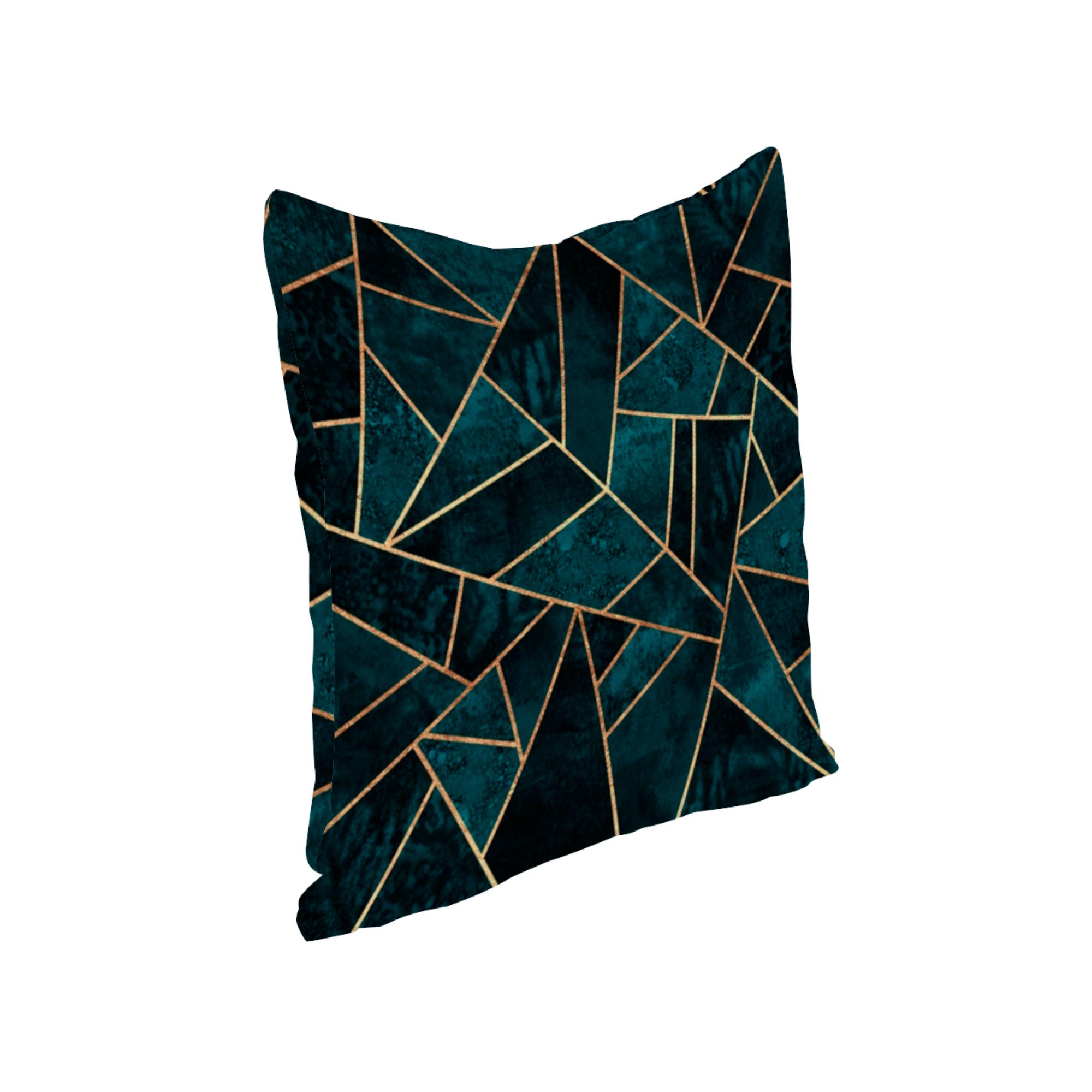 Art Deco Teal Blue Cushion Cover Abstract Pillow Cover Throw Etsy UK