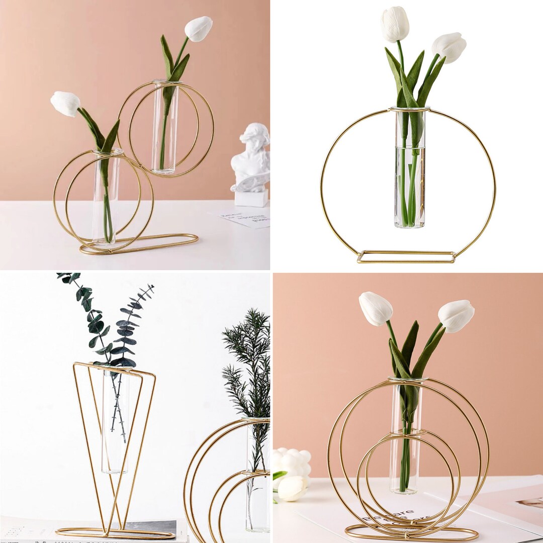 Hydroponic Vases UK Propagation Gold Metal Wire Vase Etsy