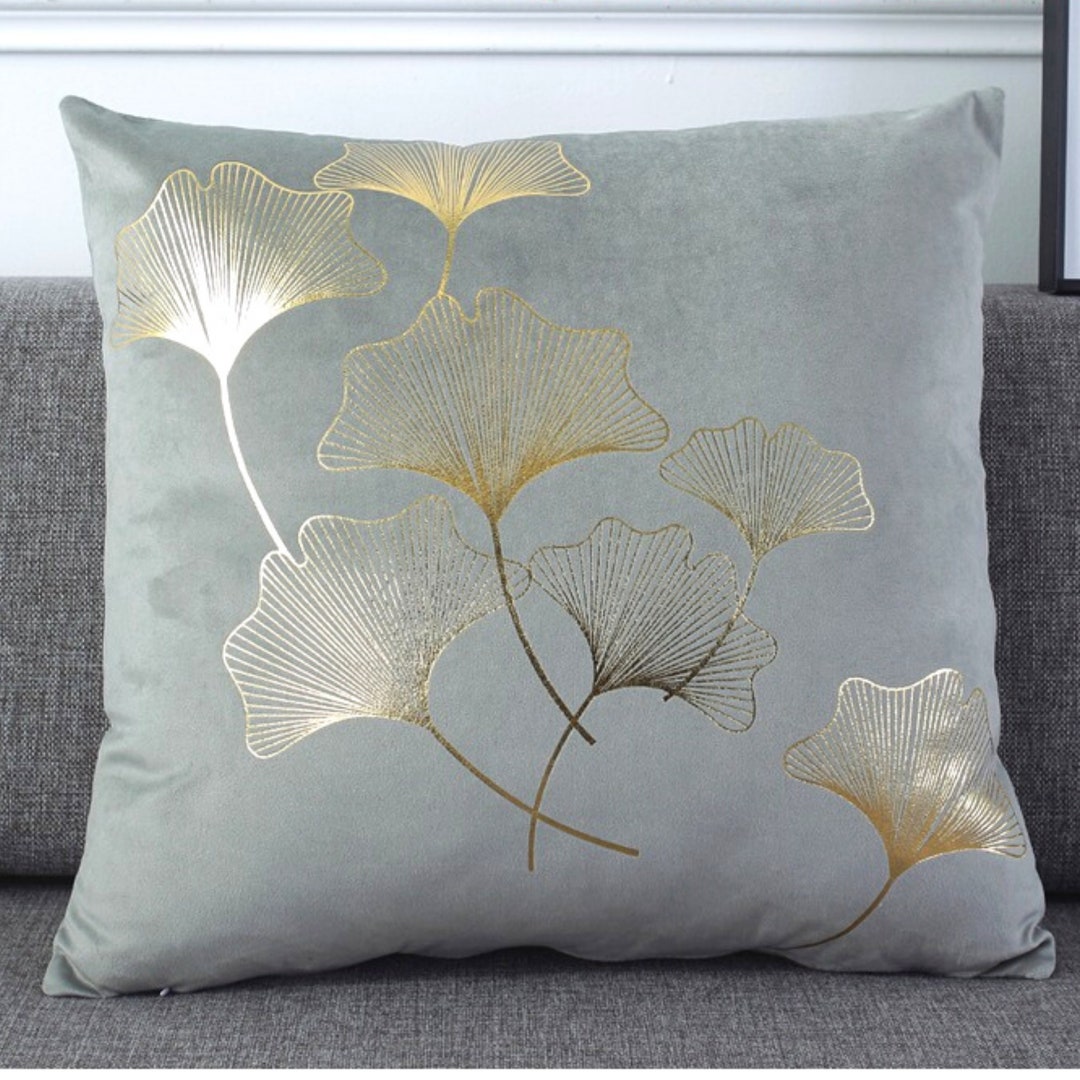 Luxury Velvet Grey & Gold Scatter Cushion Covers, 18x18 Throw Pillow ...