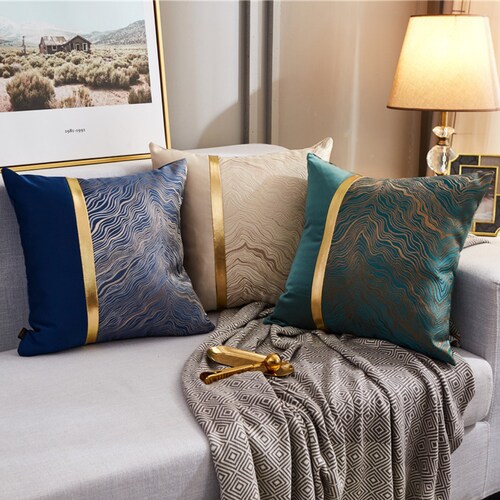 Abstract Grey & Blue Cushion Covers UK Decorative Throw Etsy UK