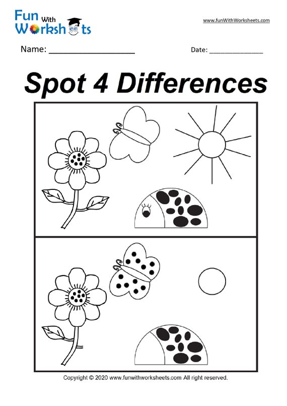 31 spot the difference printable worksheets busy book etsy