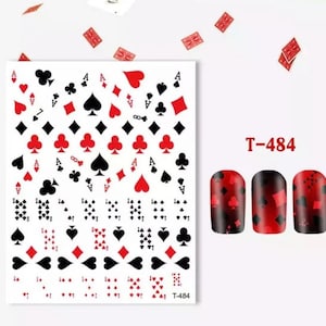 Poker Nail Art Stickers, Playing Cards Design Self Adhesive DIY Nail Stickers #484