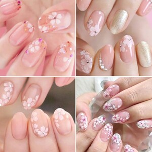 White Flower Nail Stickers Cherry Blossom 3D Self-adhesive Nail Art