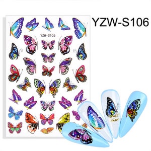 Decalcomanie adesive per nail art a forma di farfalla: adesivi fai da te primavera estate (S103-109)