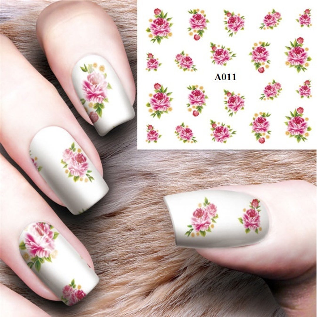 Flower Water Nail Decals 12 Design Watercolor Floral Leaves Geometry Stickers  Art Decor | SHEIN
