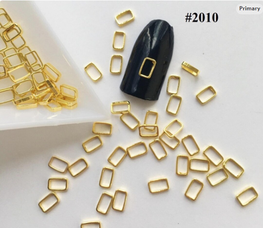 3d Rectangular Nails 3D Gold Rectangle Nail Charms: Kawaii Resin Nail Art (10 Pieces) - Etsy ...