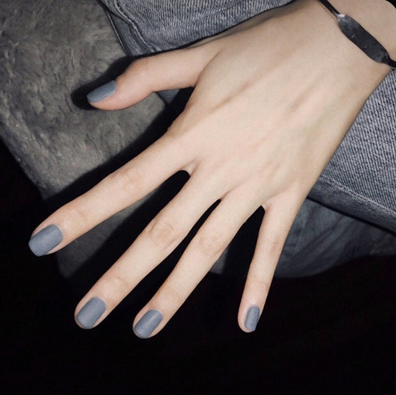 Matte Grey Color Press on Nails for Women 10pcs Fake Full - Etsy