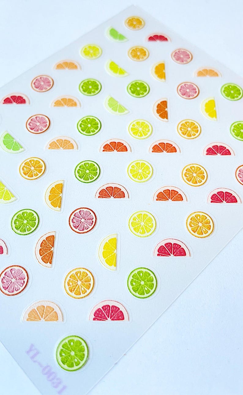 Lemon Pineapple French Tip Nail Stickers for Kids: 3D Self-Adhesive Nail Art image 6