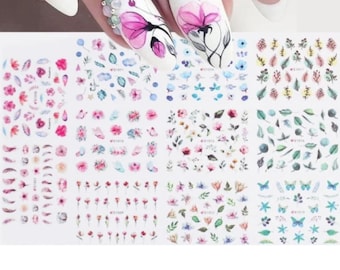 3D Spring Flower Nail Art Stickers: Self-Adhesive Floral Decals