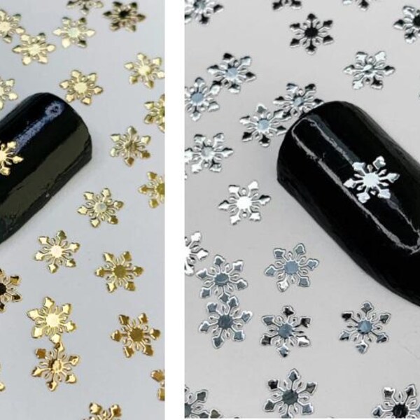 Gold/Silver Metal Snowflake Nail Art Decals - Winter Manicure