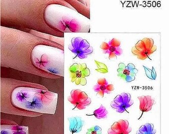 Winter Deer Nail Art Water Decals: Blue Green Floral DIY Designs