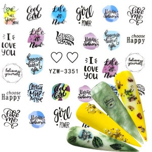 Nail Art Water Decals Nail Transfer Valentines Words Symbols Nail Designs Transfer Nail Wraps (3351)