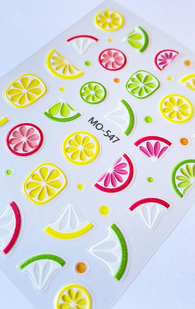 Lemon Pineapple French Tip Nail Stickers for Kids: 3D Self-Adhesive Nail Art image 8