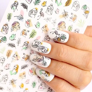 Adesivos de Nail Art Boho Face Graffiti: Decalques Autoadesivos 3D