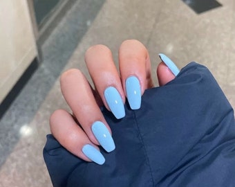 Blue Coffin Nails Etsy
