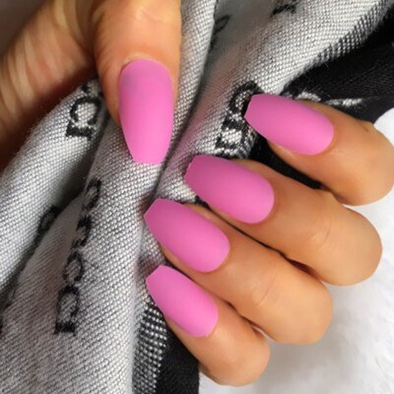Short Coffin Matte Pink Press On Nails For Women 10pcs Fake Etsy Australia