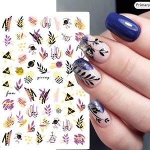 Adesivos de unhas com folhas de palmeira de outono: adesivos de unhas com cactos e suculentas de outono