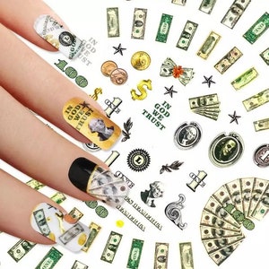 Money, Dollars 3D Nail Art Decals Self-Adhesive Stickers DIY Nail Art Decal #523