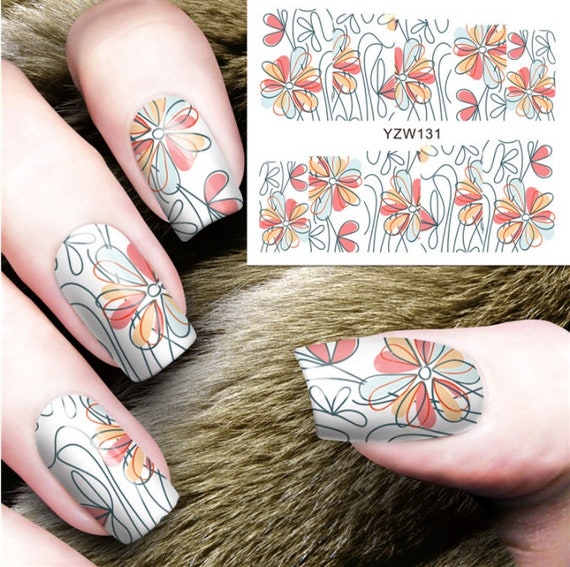 5D Nail Art Stickers Flowers Floral Water Decals Daisy Daisies Decoration  (K157) | eBay