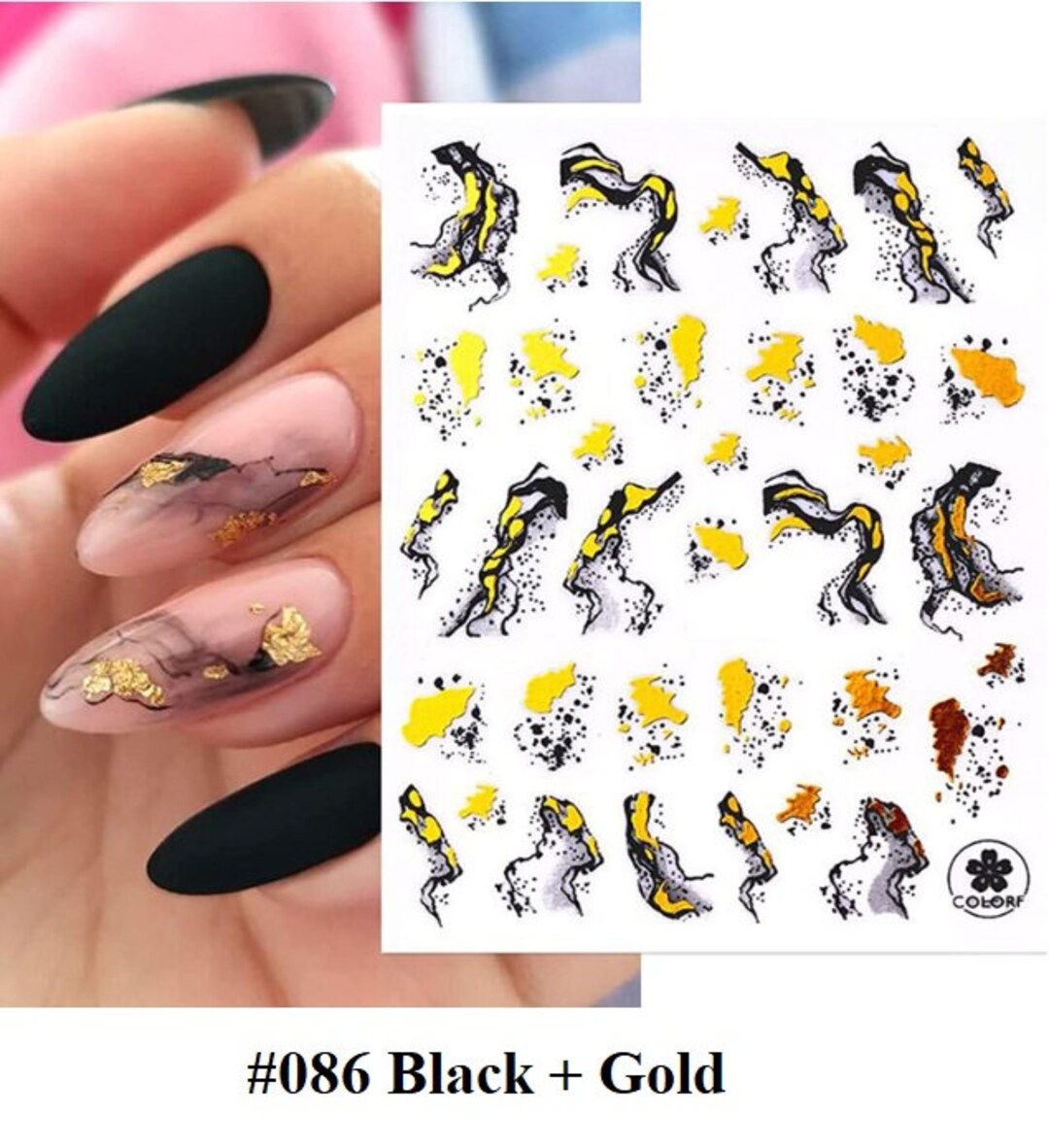 Black Gold Marble Pattern Abstract Lines Nail Sticker Self adhesive 3D Black Gold Marble Pattern Abstract Lines Nail Sticker Self adhesive 3D