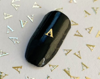 Gold Alphabet Letter A-Z Nail Decals 10/20/50 Pieces, Letter Nail Glitter, Letters Nail Art Charms Slice DIY Manicure Tool